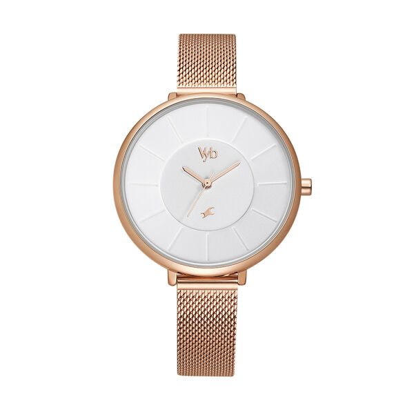 Fastrack Vyb Halo Quartz Analog White Dial Stainless Steel Strap Watch for Girls - image number 0