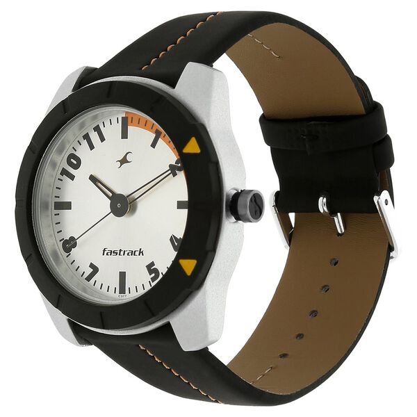 Fastrack Quartz Analog Silver Dial Leather Strap Watch for Guys - image number 1