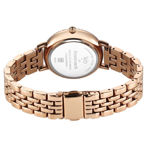 Fastrack Vyb Enigma Quartz Analog Rose Gold Dial Rose Gold Metal Strap Watch For Women - image number 4