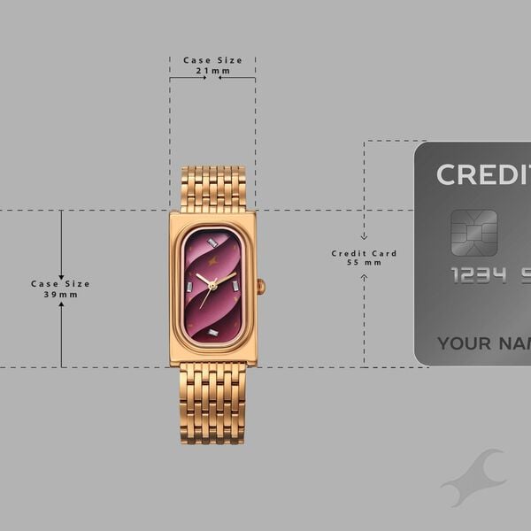Fastrack Gelato rosegold analog bracelet watch with Plum dial for Girls - image number 3