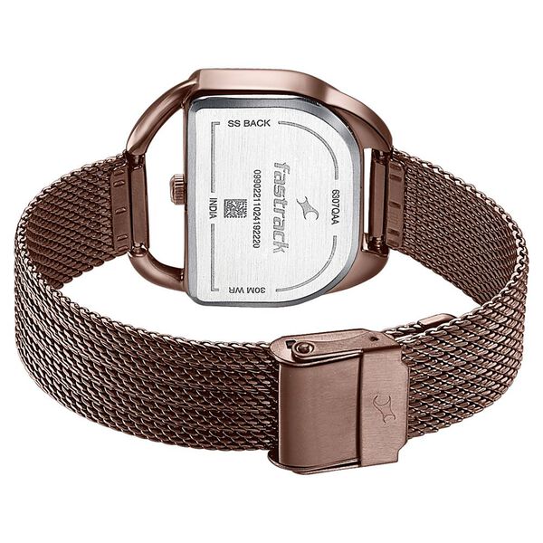 Fastrack Style Up Quartz Analog Brown Dial Brown Stainless Steel Strap Watch For Girls - image number 4