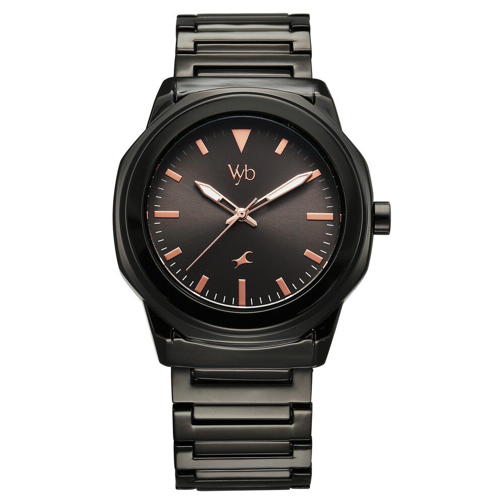 Black metal watches in fastrack sales