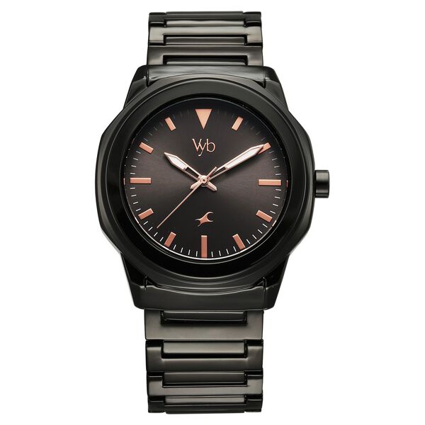 Fastrack Vyb Quest Quartz Analog Black Dial Black Metal Strap Watch For Guys - image number 1