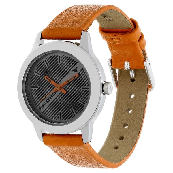 Fastrack Fundamentals Quartz Analog Grey Dial Leather Strap Watch for Girls - image number 2