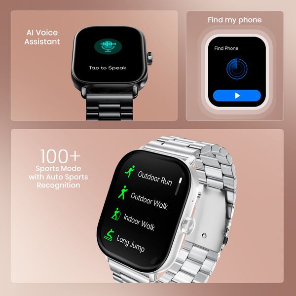 Fastrack Radiant FX2 Luxury Metal Smartwatch with largest 5.1 AMOLED Display with Functional Crown With Silver Strap - image number 6