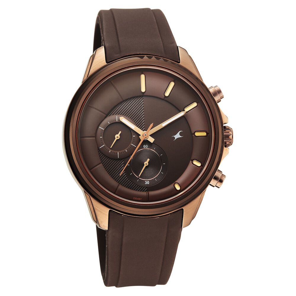 Buy Online Fastrack Wild Quartz Chronograph Brown Dial Brown