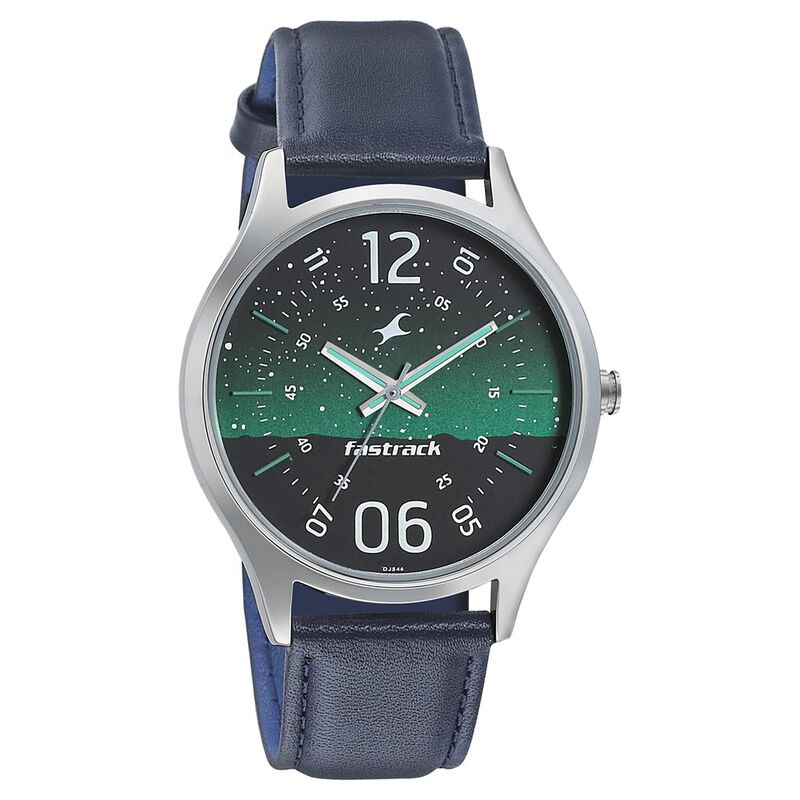 Buy Online Fastrack Space Rover Quartz Analog Green Dial Leather