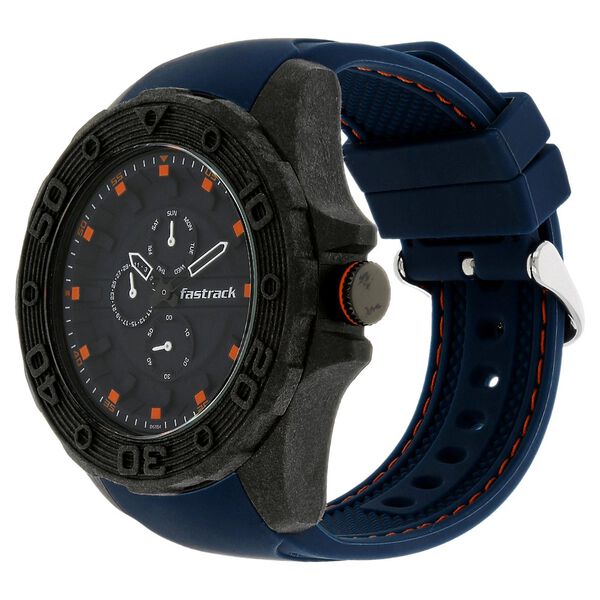 Fastrack Light Weight Quartz Multifunction Blue Dial Silicone Strap Watch for Guys - image number 1