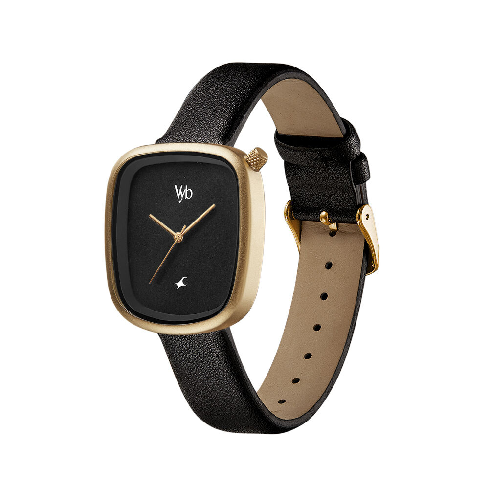 Vyb by Fastrack Quartz Analog Black Dial Leather Strap Watch for Girls