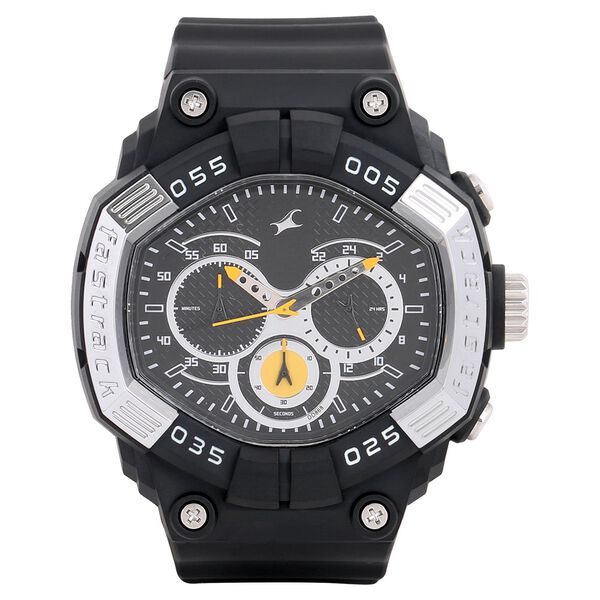 Fastrack Quartz Chronograph Black Dial Plastic Strap Watch for Guys - image number 0
