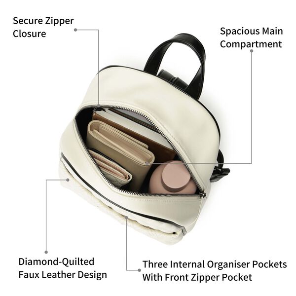 Quiltpop backpack- white and black - image number 3