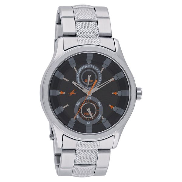 Fastrack Quartz Multifunction Black Dial Stainless Steel Strap Watch for Guys - image number 0