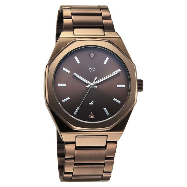 Vyb Nimbus By Fastrack Quartz Analog Brown Dial Brown Stainless Steel Strap Watch For Guys - image number 1