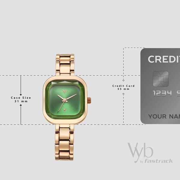 Fastrack Vyb Manifester Quartz Analog Green Dial Metal Strap Watch For Girls - image number 3