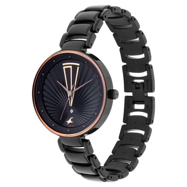 Fastrack Ruffles Quartz Analog with Date Black Dial Stainless Steel Strap Watch for Girls - image number 3