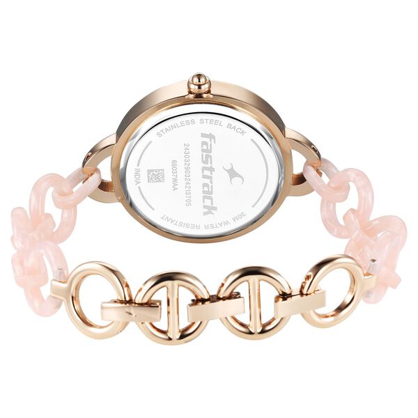 Fastrack Younique Quartz Analog Mother Of Pearl Dial Acetate And Metal Strap Watch For Girls - image number 5
