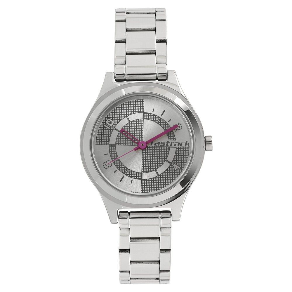 Buy Online Fastrack Checkmate Quartz Analog Bicolour Dial Stainless Steel Strap Watch for Girls np6152sm01 Fastrack