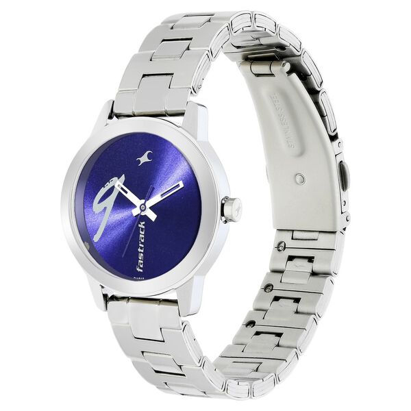 Fastrack Tropical Waters Quartz Analog Blue Dial Metal Strap Watch for Girls - image number 2