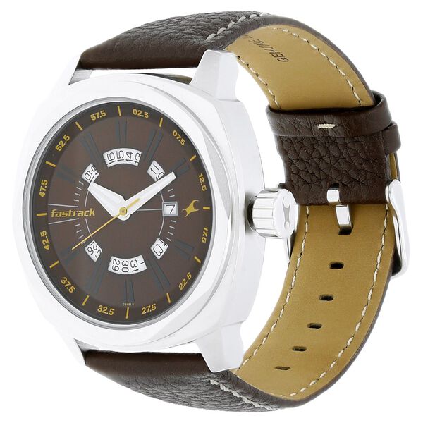 Fastrack Quartz Analog Brown Dial Leather Strap Watch for Guys - image number 1