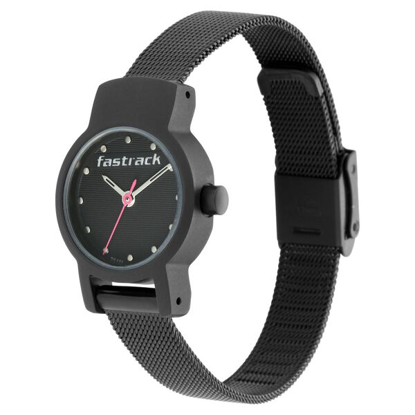 Fastrack Hitlist Quartz Analog with Date Black Dial Stainless Steel Strap Watch for Girls - image number 2