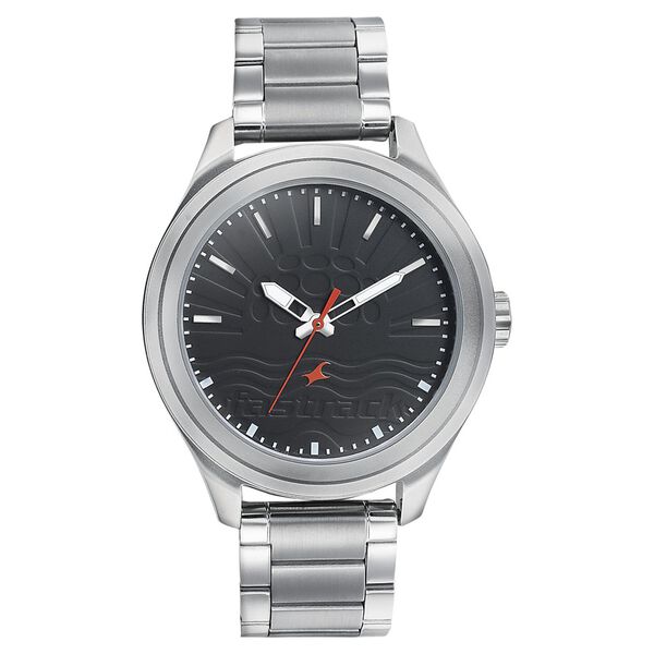Fastrack Sunburn Quartz Analog Black Dial Stainless Steel Strap Watch for Guys - image number 1