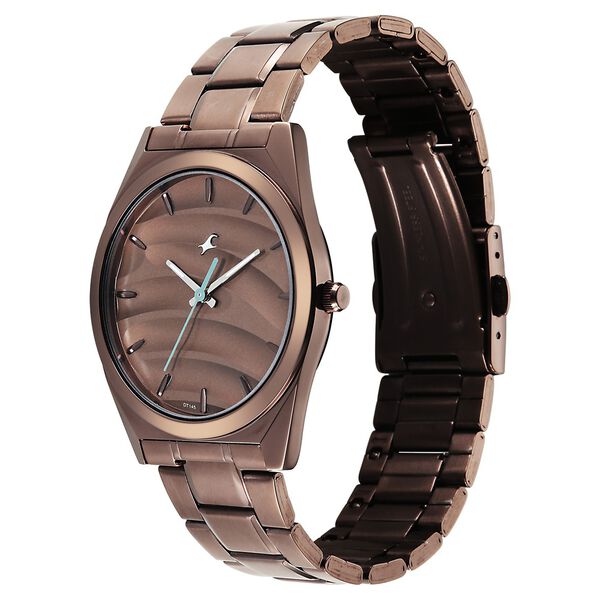 Fastrack Gelato Brown metal strap watch with Chocolate dial for Guys - image number 2