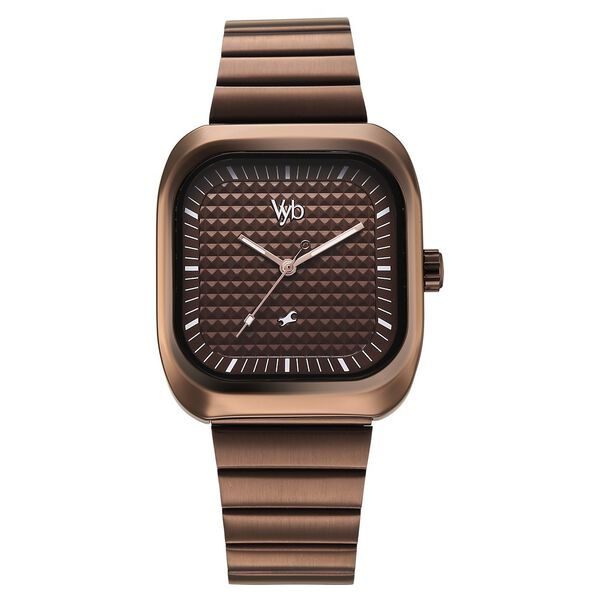 Fastrack Vyb Maverick Quartz Analog Brown Dial Metal Strap Watch For Guys - image number 1