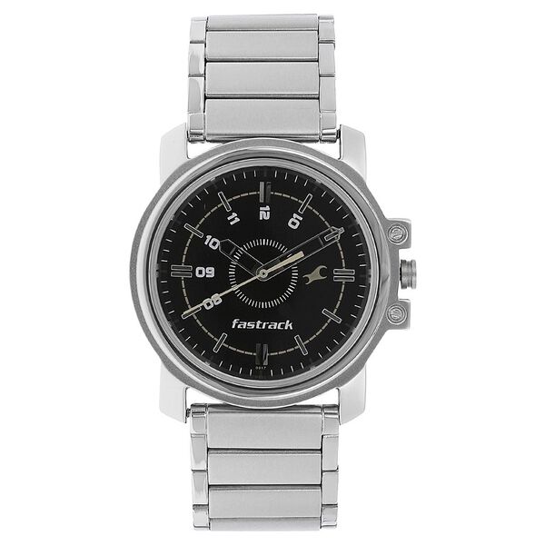 Fastrack Quartz Analog Black Dial Stainless Steel Strap Watch for Guys - image number 0