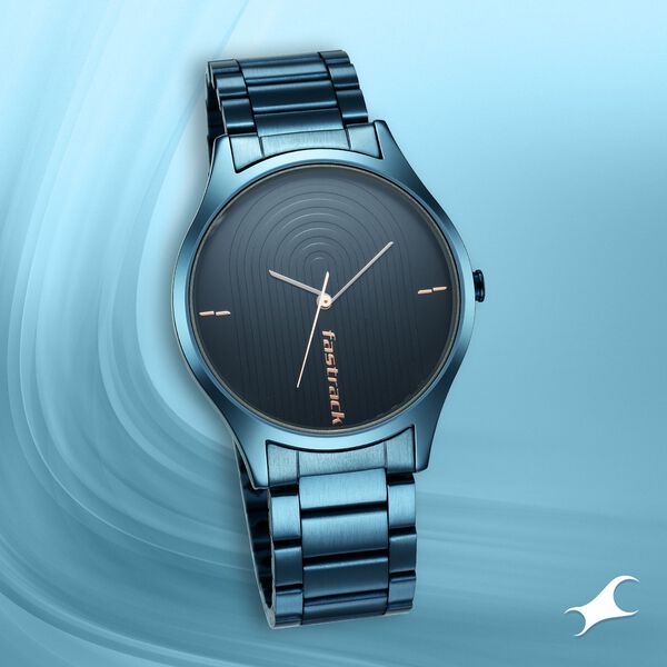Fastrack Style Up Quartz Analog Blue Dial Stainless Steel Strap Watch for Guys - image number 0