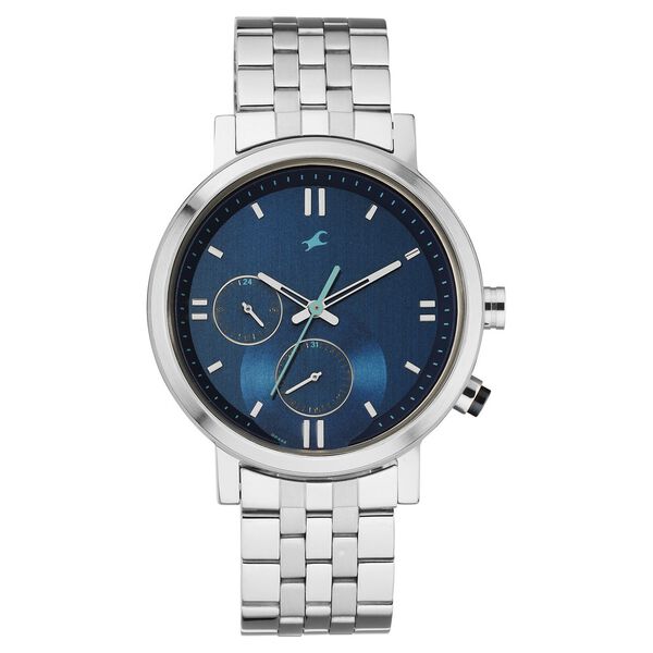 Fastrack Tick Tock Quartz Analog Blue dial Metal Strap Watch for Guys - image number 0