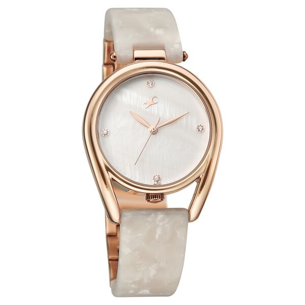 Fastrack Younique Quartz Analog Mother of Pearl Dial Two Toned Acetate & Metal Strap Watch For Girls - image number 1