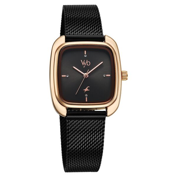 Vyb Minimalist By Fastrack Quartz Analog Black Dial Metal Strap Watch For Girls - image number 1