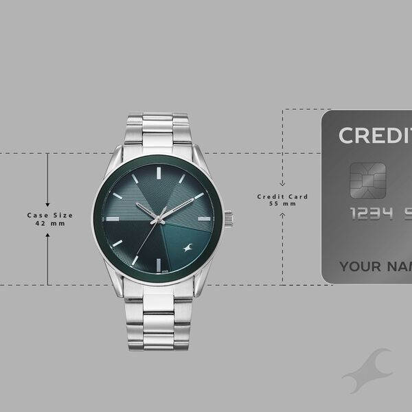 Fastrack Stunners Quartz Analog Teal Dial Silver Stainless Steel Strap Watch For Guys - image number 3