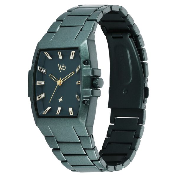 Vyb Pioneer By Fastrack Quartz Analog Green Dial Metal Strap Watch For Guys - image number 3