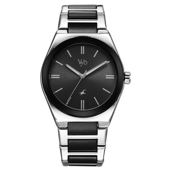Fastrack Vyb Nimbus Quartz Analog Black Dial Two Toned Color Metal Strap Watch For Guys - image number 1