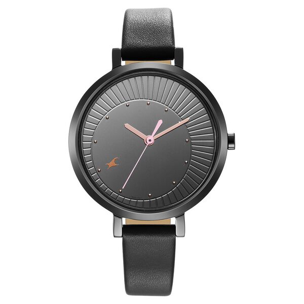 Fastrack Style Up Black Dial Leather Strap Watch for Girls - image number 2