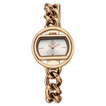 Vyb Spotlight By Fastrack Quartz Analog Silver Dial Rose Gold Metal Strap Watch For Girls