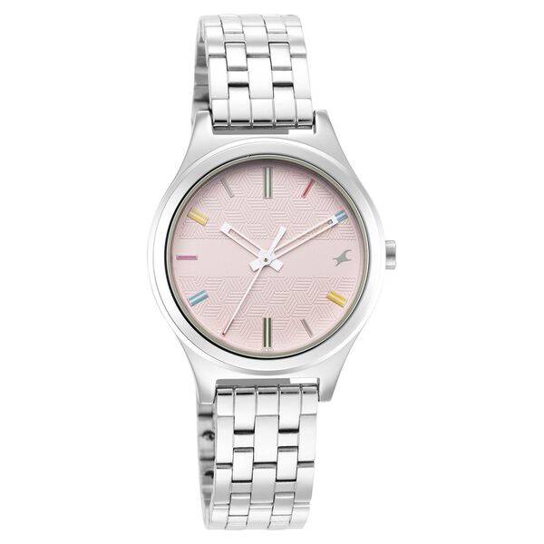 Fastrack Stunners Quartz Analog Pink Dial Metal Strap Watch for Girls - image number 0