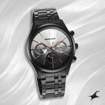 Fastrack Opulence Quartz Multifunction Multicoloured Dial Stainless Steel Strap Watch for Guys