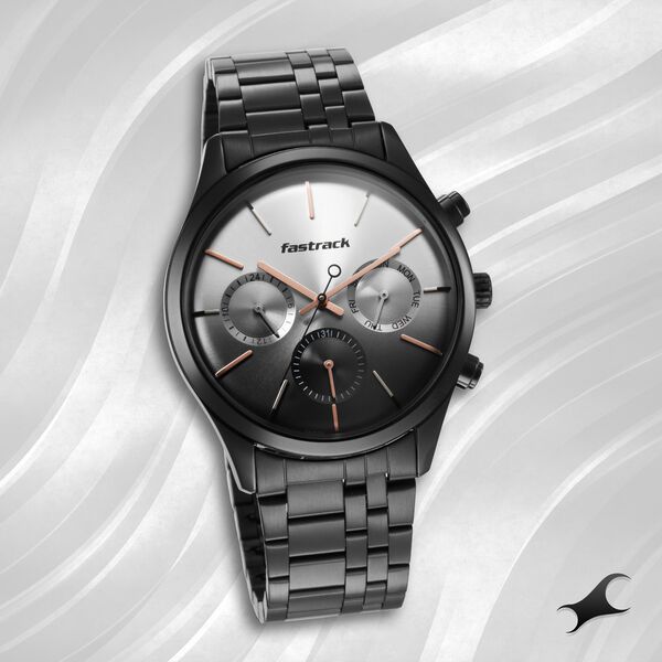Fastrack Opulence Quartz Multifunction Multicoloured Dial Stainless Steel Strap Watch for Guys - image number 0