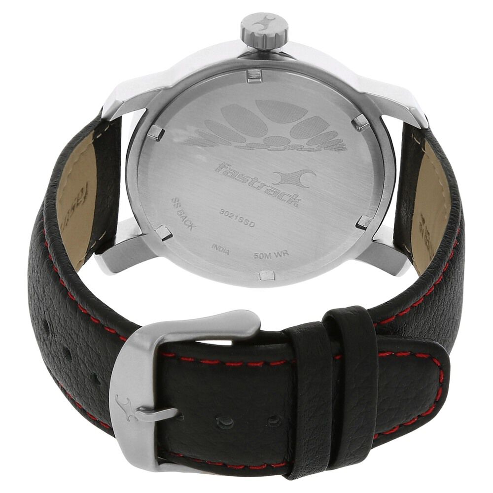 Fastrack Quartz Analog Black Dial Leather Strap Watch for Guys