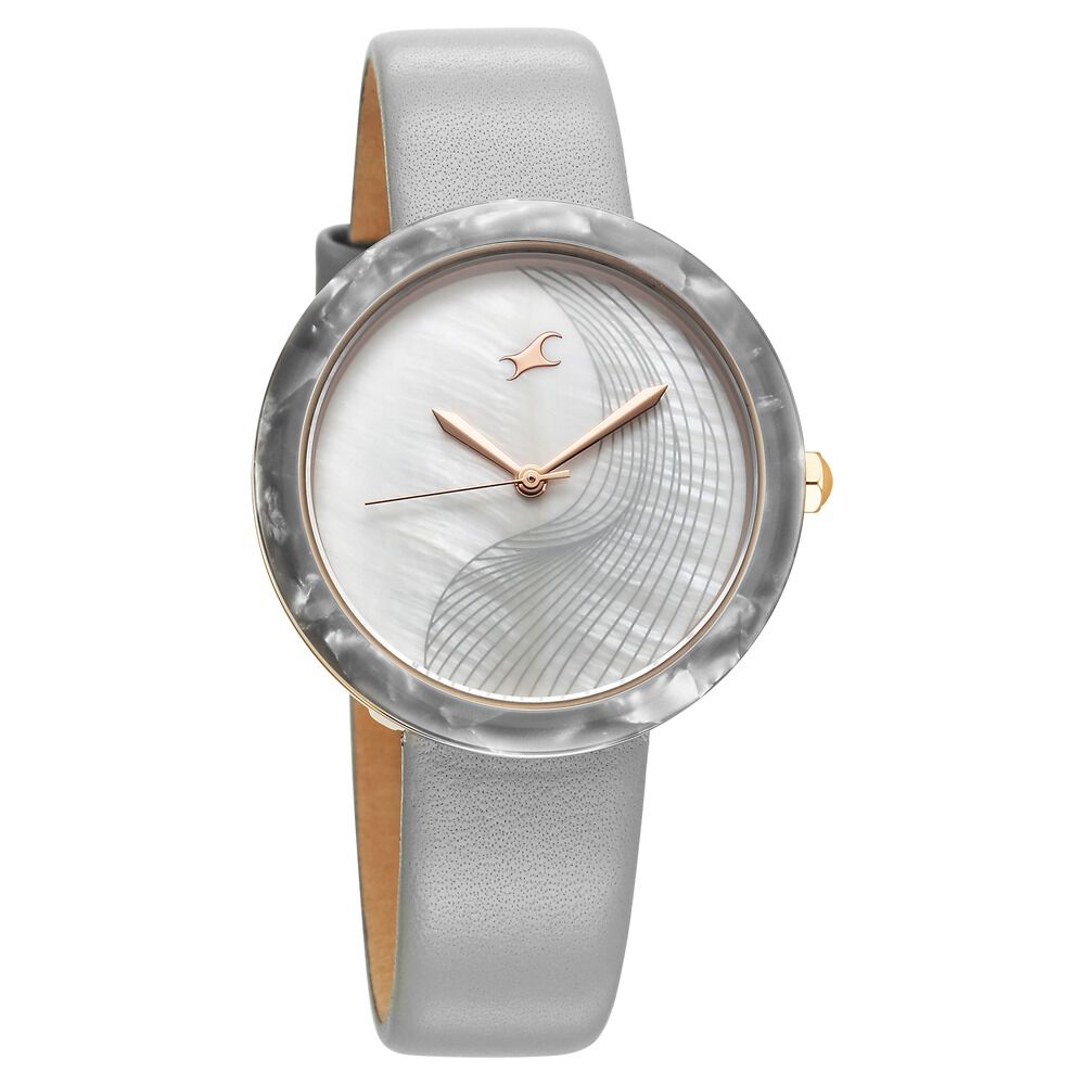 Buy Online Fastrack Younique Quartz Analog Mother Of Pearl Dial LeatherStrap Watch For Girls 68035kl03 Fastrack