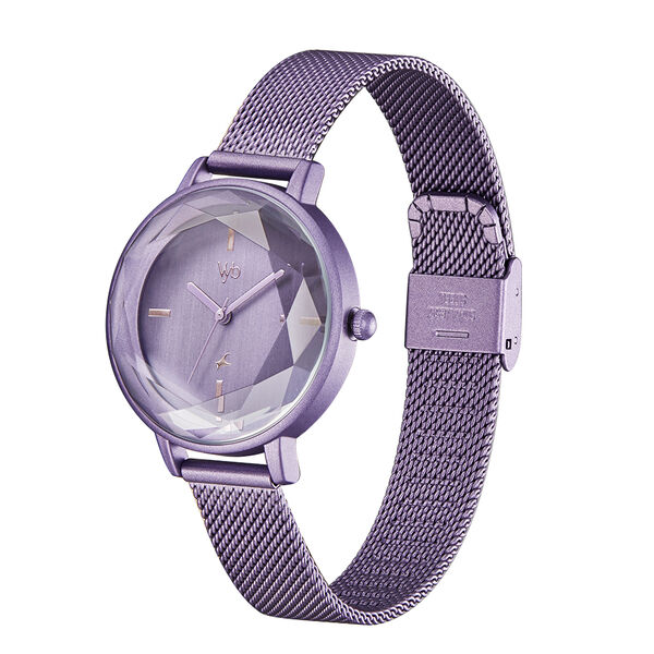 Fastrack Vyb Aurora Quartz Analog Purple Dial Stainless Steel Strap Watch for Girls - image number 3
