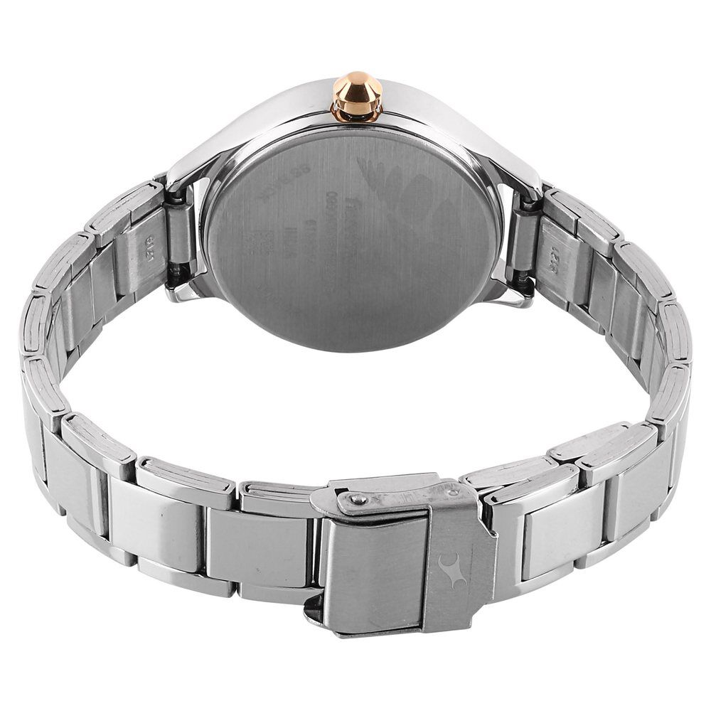 Fastrack Quartz Analog White Dial Metal Strap Watch for Girls