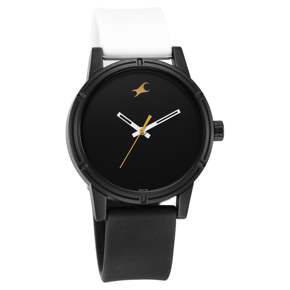 Fastrack Tees Quartz Analog Black Dial Silicone Strap Watch for Guys