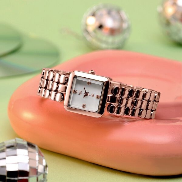 Vyb Iconiqu? By Fastrack Quartz Analog Mother of Pearl Dial Rose Gold Metal Strap Watch For Girls - image number 0