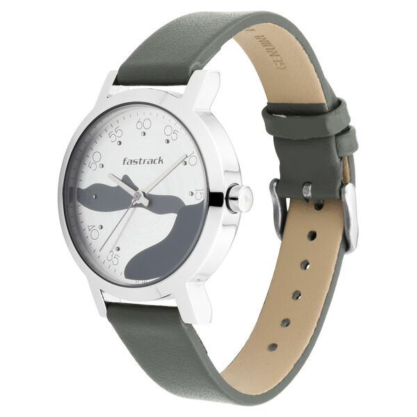 Fastrack Bare Basics Quartz Analog Silver Dial Leather Strap Watch for Girls - image number 3