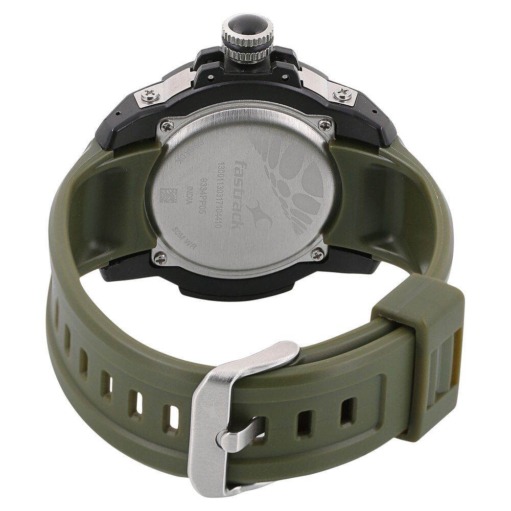 Buy Online Fastrack Quartz Analog Green Dial Plastic Strap Watch for Guys nk9334pp05 Fastrack