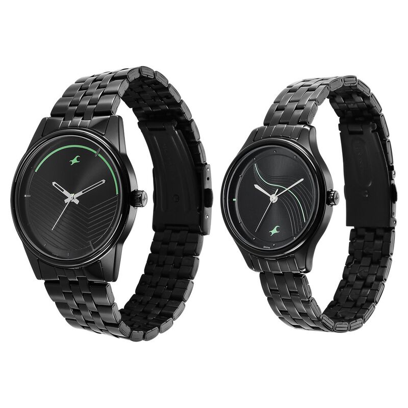Fastrack Mixmatched Quartz Analog Black Dial Black Stainless Steel