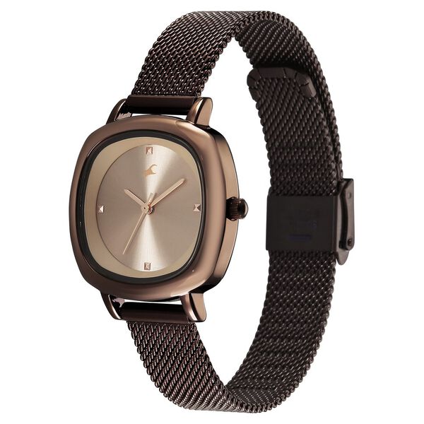 Fastrack Stunners Quartz Analog Brown Dial Brown Stainless Steel Strap Watch For Girls - image number 2